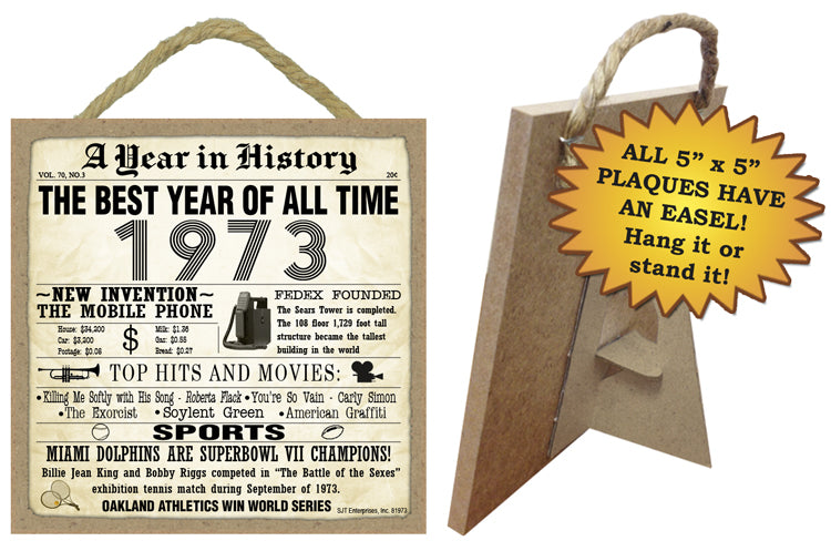 1973 A Year in History Wooden Plaque