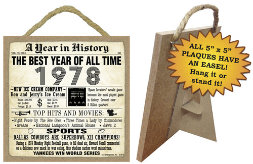 1978 A Year in History Wooden Plaque