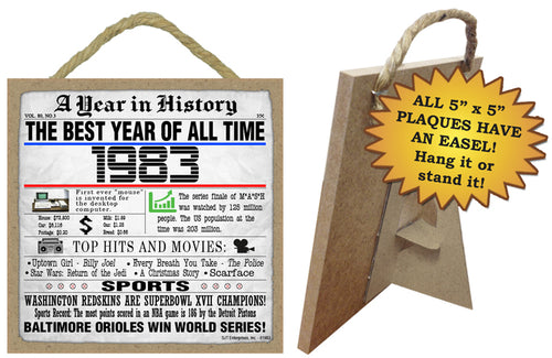 1983 A Year in History Wooden Plaque