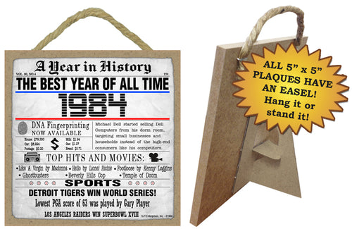 1984 A Year in History Wooden Plaque