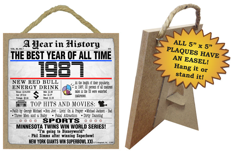 1987 A Year in History Wooden Plaque