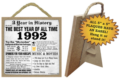 1992 A Year in History Wooden Plaque