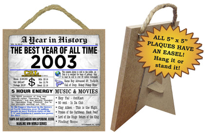 2003 A Year in History Wooden Plaque