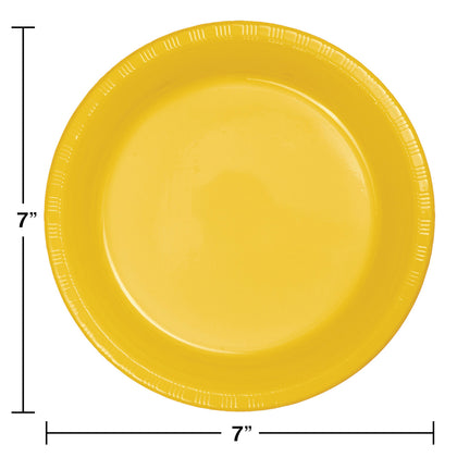 School Bus Yellow Plastic 7in Plates 20ct | Solids