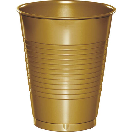 Glittering Gold 16oz Plastic Cups 20ct | Solids