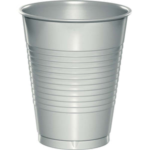 Shimmering Silver Plastic Cups 20ct | Solids