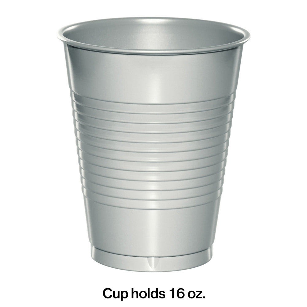 Shimmering Silver Plastic Cups 20ct | Solids