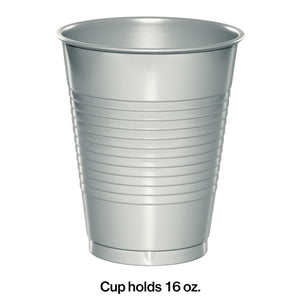 Shimmering Silver Plastic Cups 20ct | Solids