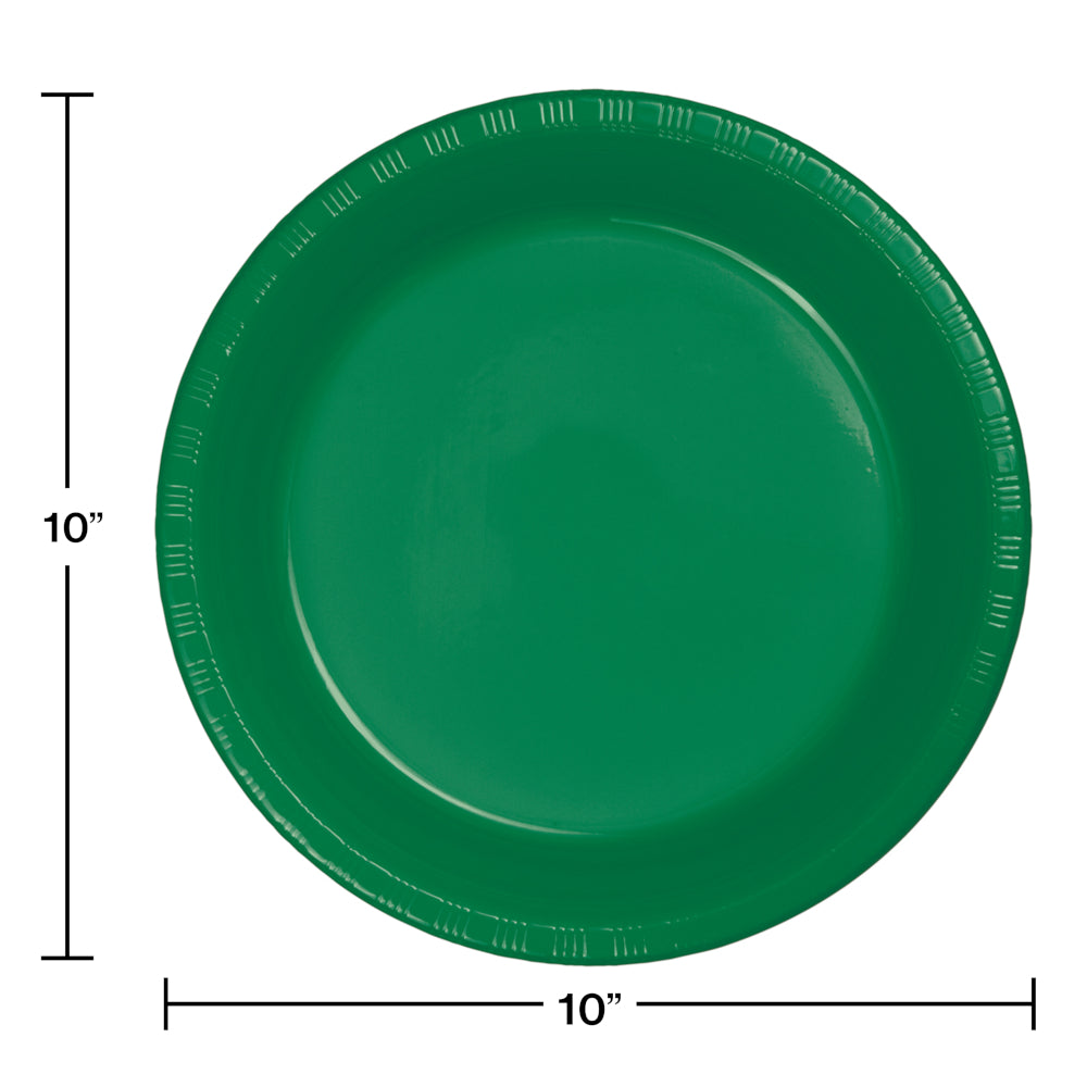 Emerald Green Plastic 10" Dinner Plates | Solids