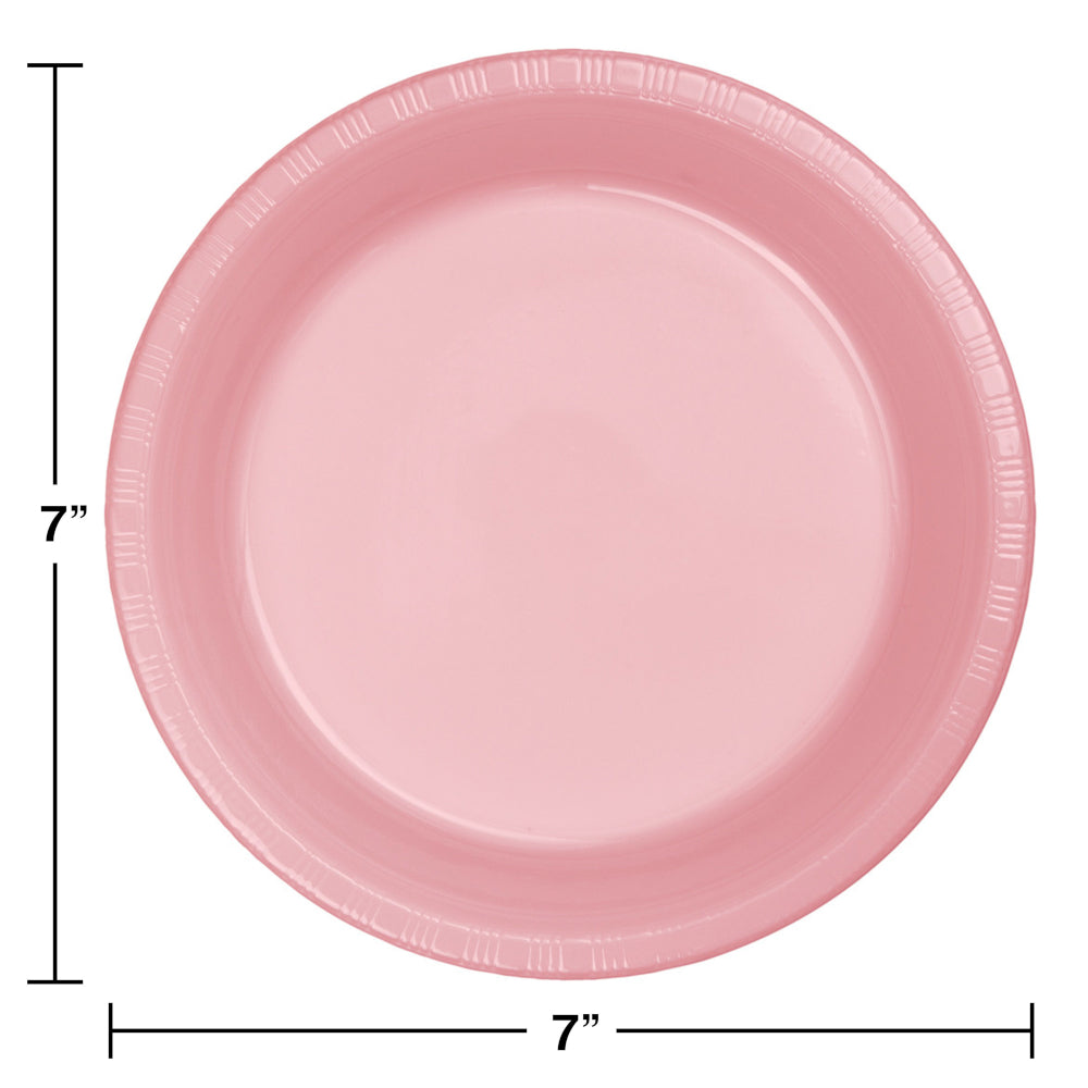 Classic Pink Plastic 7in Cake Plates 20ct | Solids