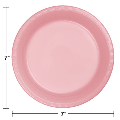 Classic Pink Plastic 7in Cake Plates 20ct | Solids