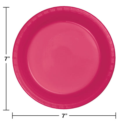Hot Magenta 7in Plastic Cake Plates 20ct | Solids