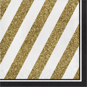 Black & Gold Luncheon Napkins 16ct | Milestone Birthday