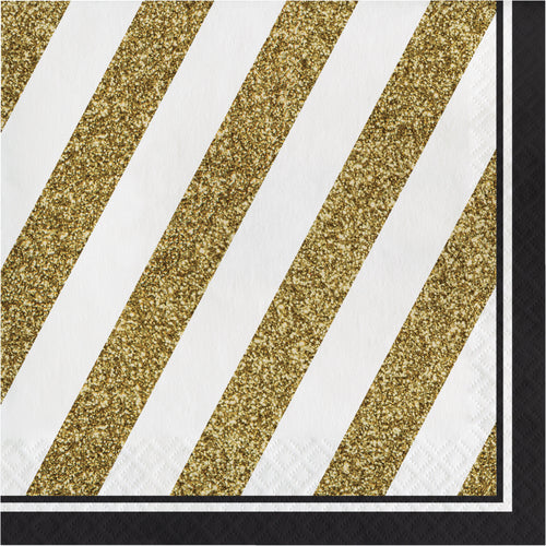 Black & Gold Luncheon Napkins 16ct | Milestone Birthday
