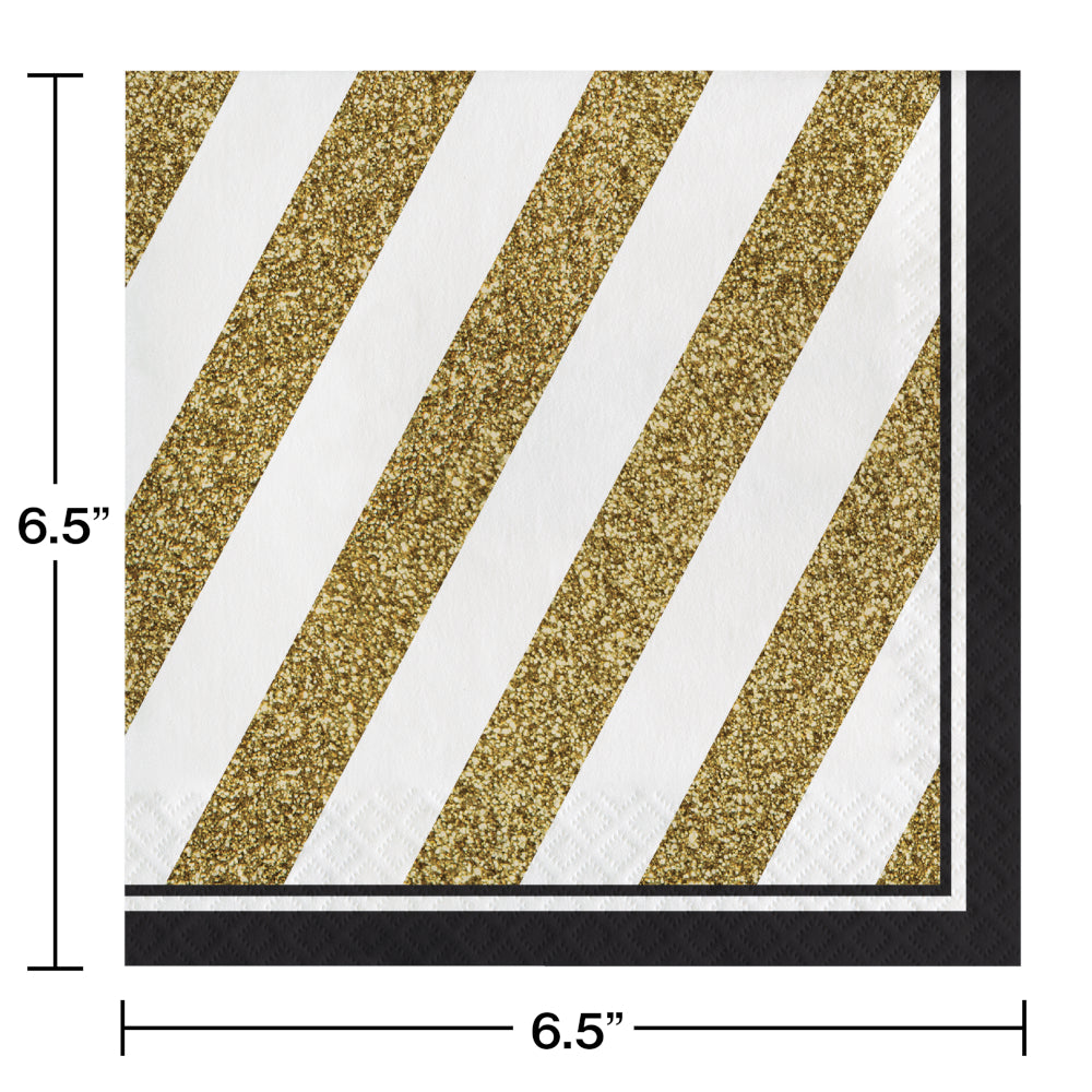 Black & Gold Luncheon Napkins 16ct | Milestone Birthday