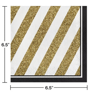 Black & Gold Luncheon Napkins 16ct | Milestone Birthday