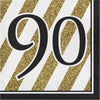 Black & Gold 90 Luncheon Napkins 16ct | Milestone Birthday