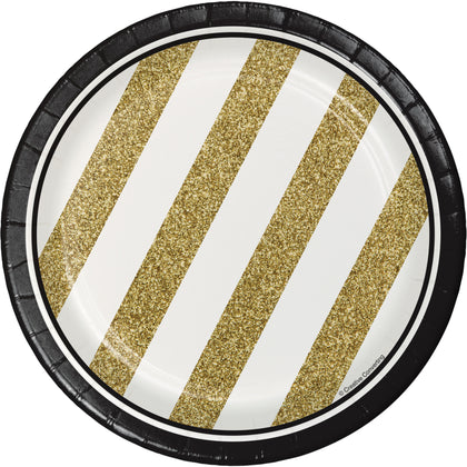 Black and Gold  7in Plate 8ct | General Entertaining