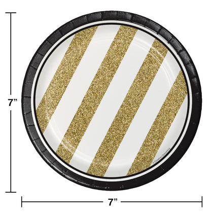 Black and Gold  7in Plate 8ct | General Entertaining
