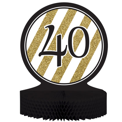 Black & Gold 40 Centerpiece  | Milestone Birthday