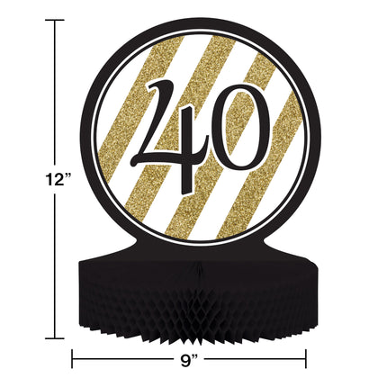 Black & Gold 40 Centerpiece  | Milestone Birthday