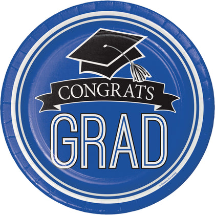 Blue Congrats Grad 9in Paper Plates 18ct | Graduation