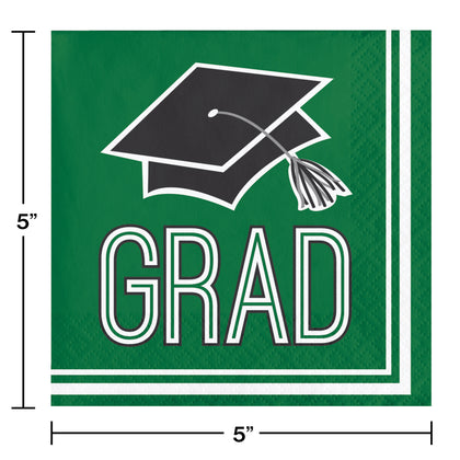 Green Beverage Napkins 36ct | Graduation