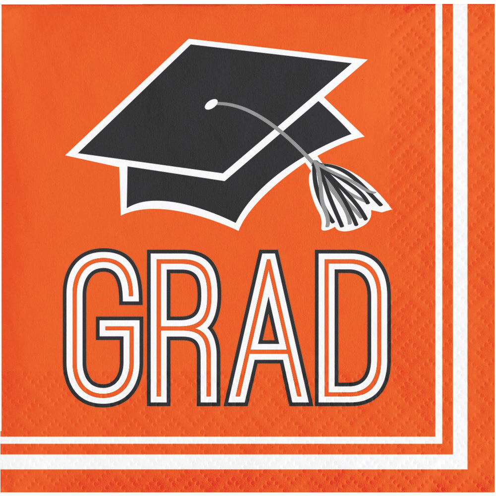 Orange Beverage Napkins 36ct | Graduation
