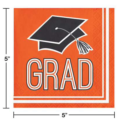 Orange Beverage Napkins 36ct | Graduation