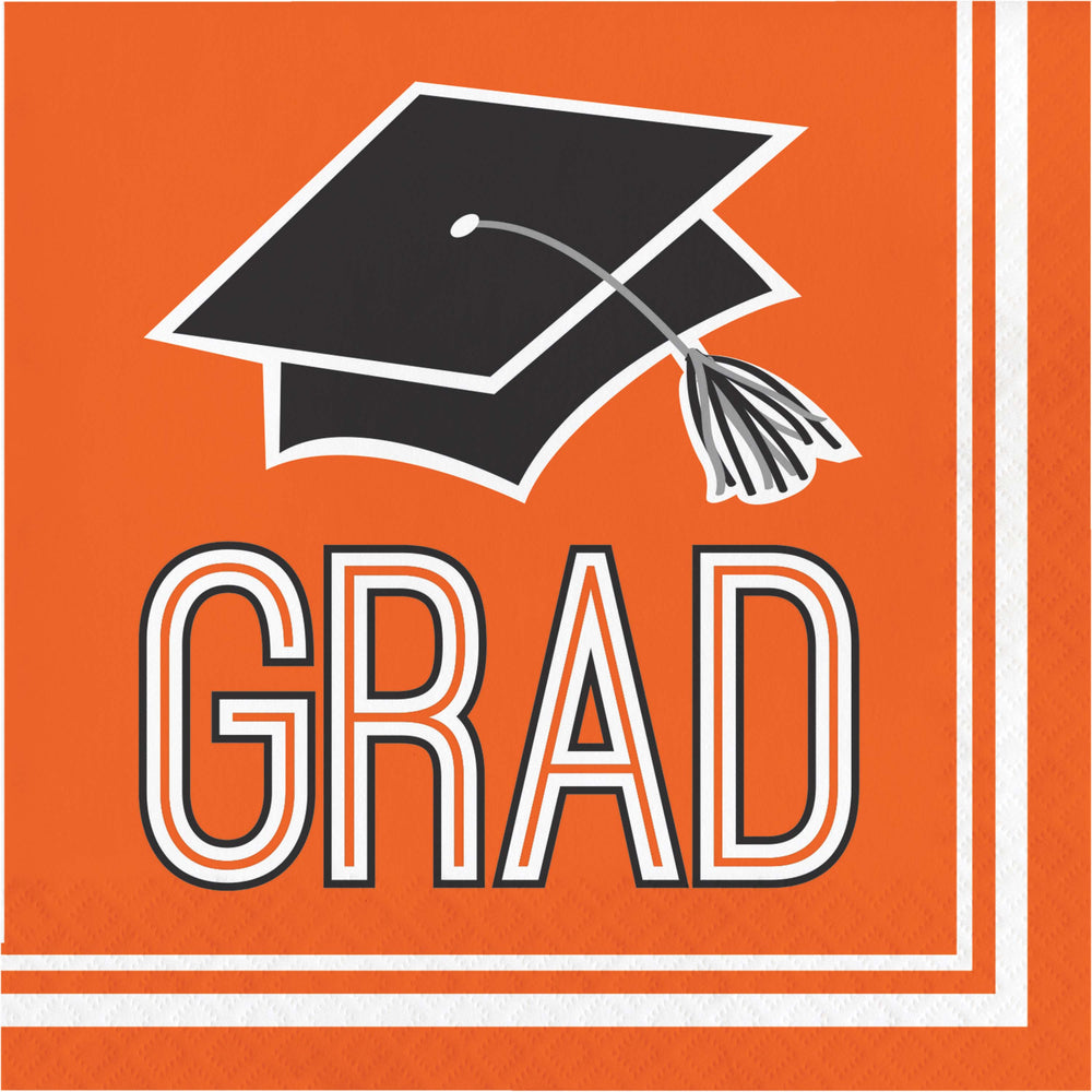Grad Orange Luncheon Napkins 50ct | Graduation