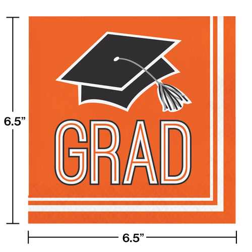 Grad Orange Luncheon Napkins 50ct | Graduation
