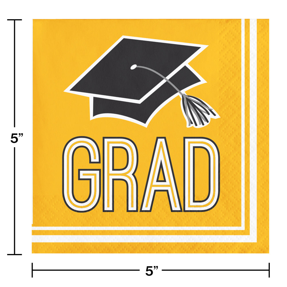 Yellow Beverage Napkins 36ct | Graduation