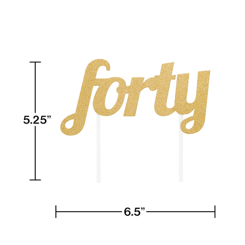 Gold 40th Birthday Cake Topper | Milestone Birthday