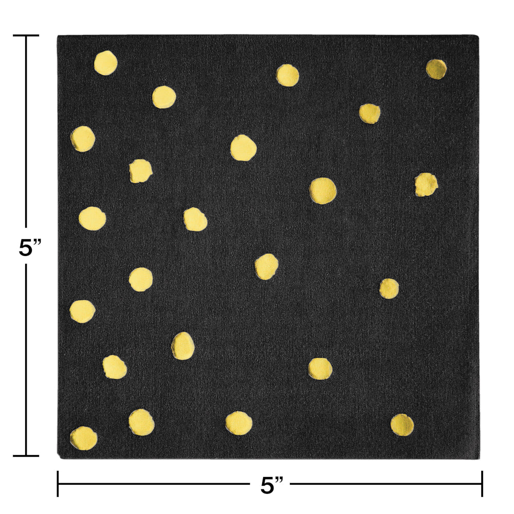 Black & Gold Polka Dots Napkins 16ct | General Entertaining