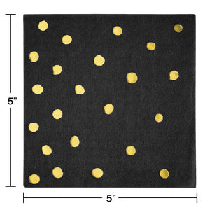 Black & Gold Polka Dots Napkins 16ct | General Entertaining