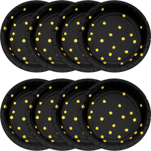 Black Polka Dot Designer 7in Paper Plates 8ct | General Entertaining