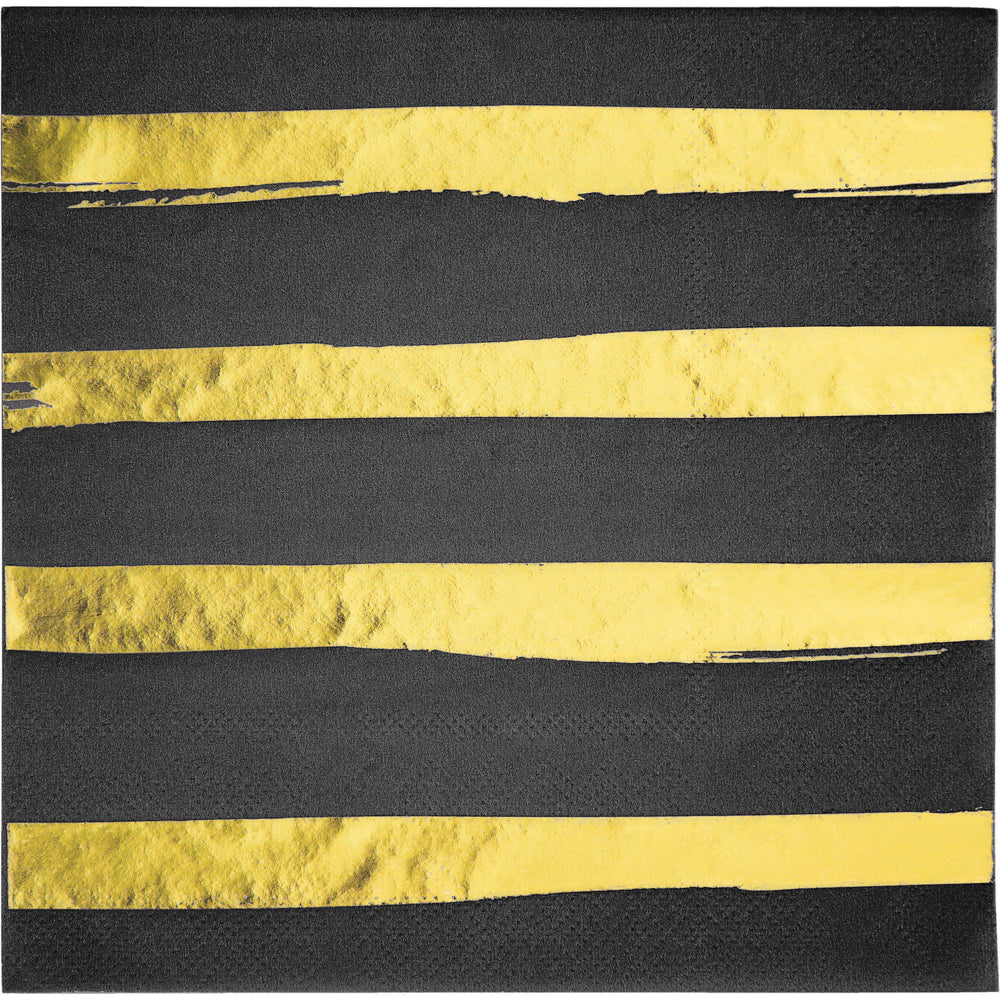 Black & Gold Designer Luncheon Napkins 16ct | General Entertaining