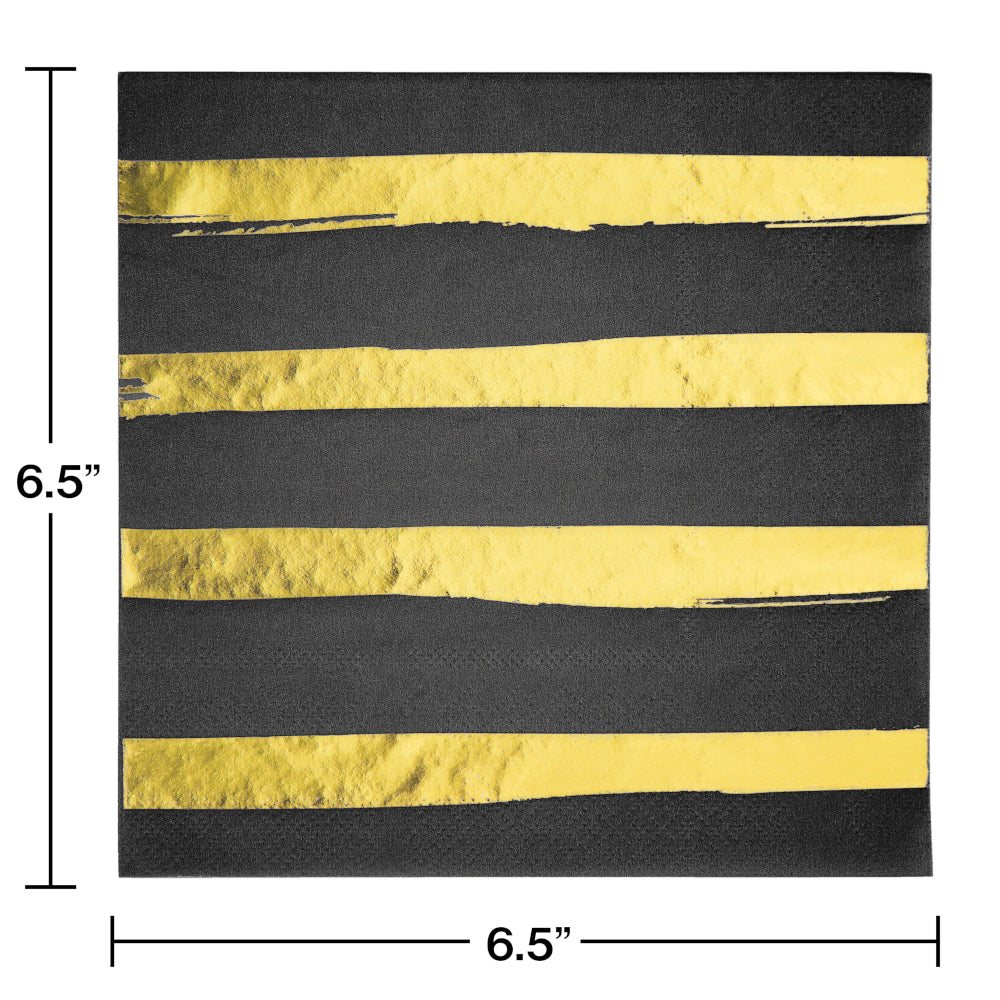 Black & Gold Designer Luncheon Napkins 16ct | General Entertaining