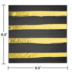 Black & Gold Designer Luncheon Napkins 16ct | General Entertaining