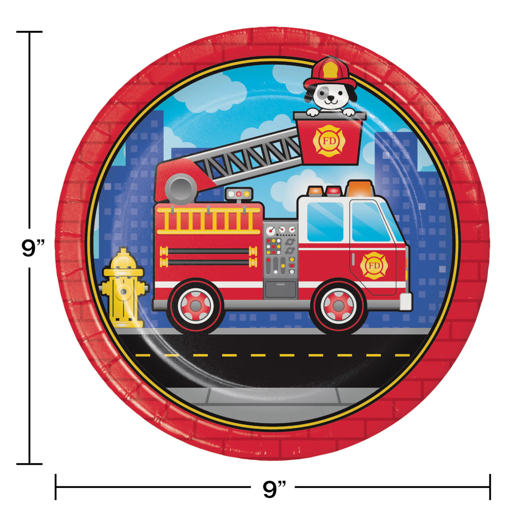 Flaming Firetruck Dinner Plate 8ct | Kid's Birthday