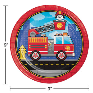 Flaming Firetruck Dinner Plate 8ct | Kid's Birthday