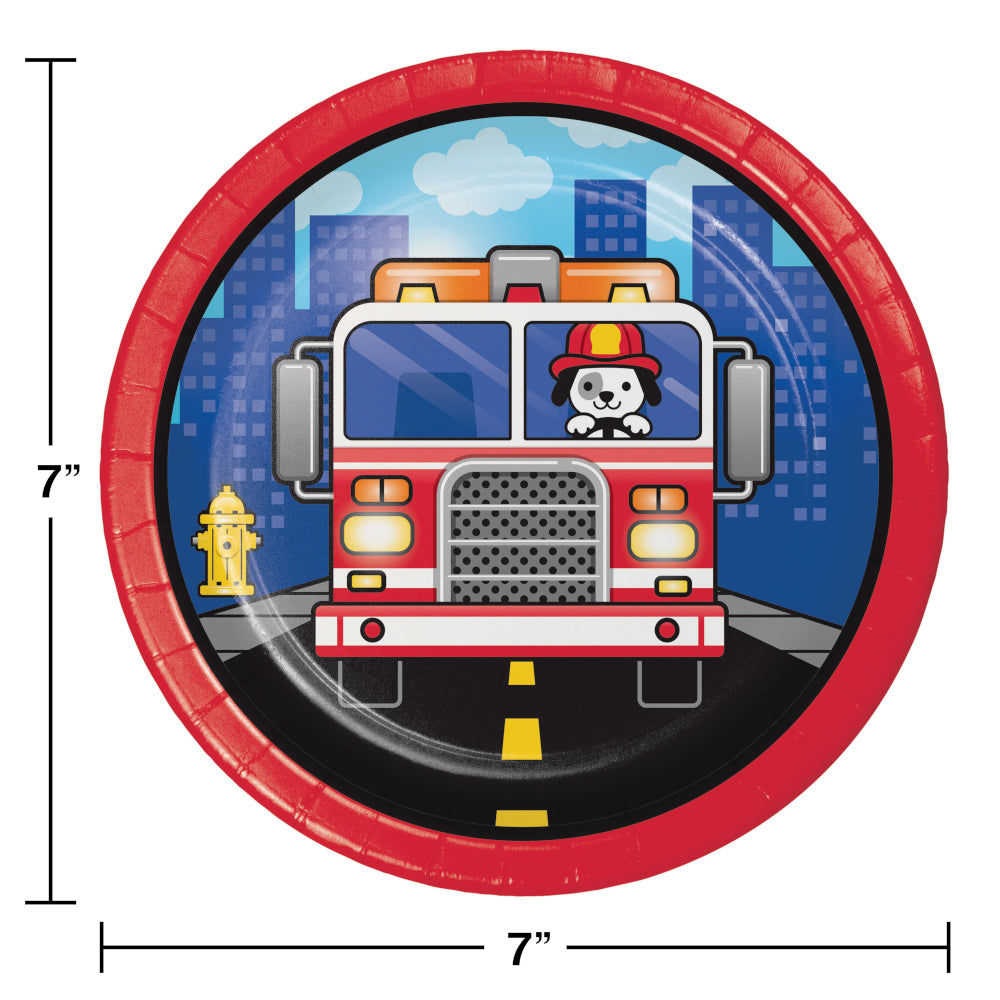 Flaming Firetruck Dessert Plate 8ct | Kid's Birthday