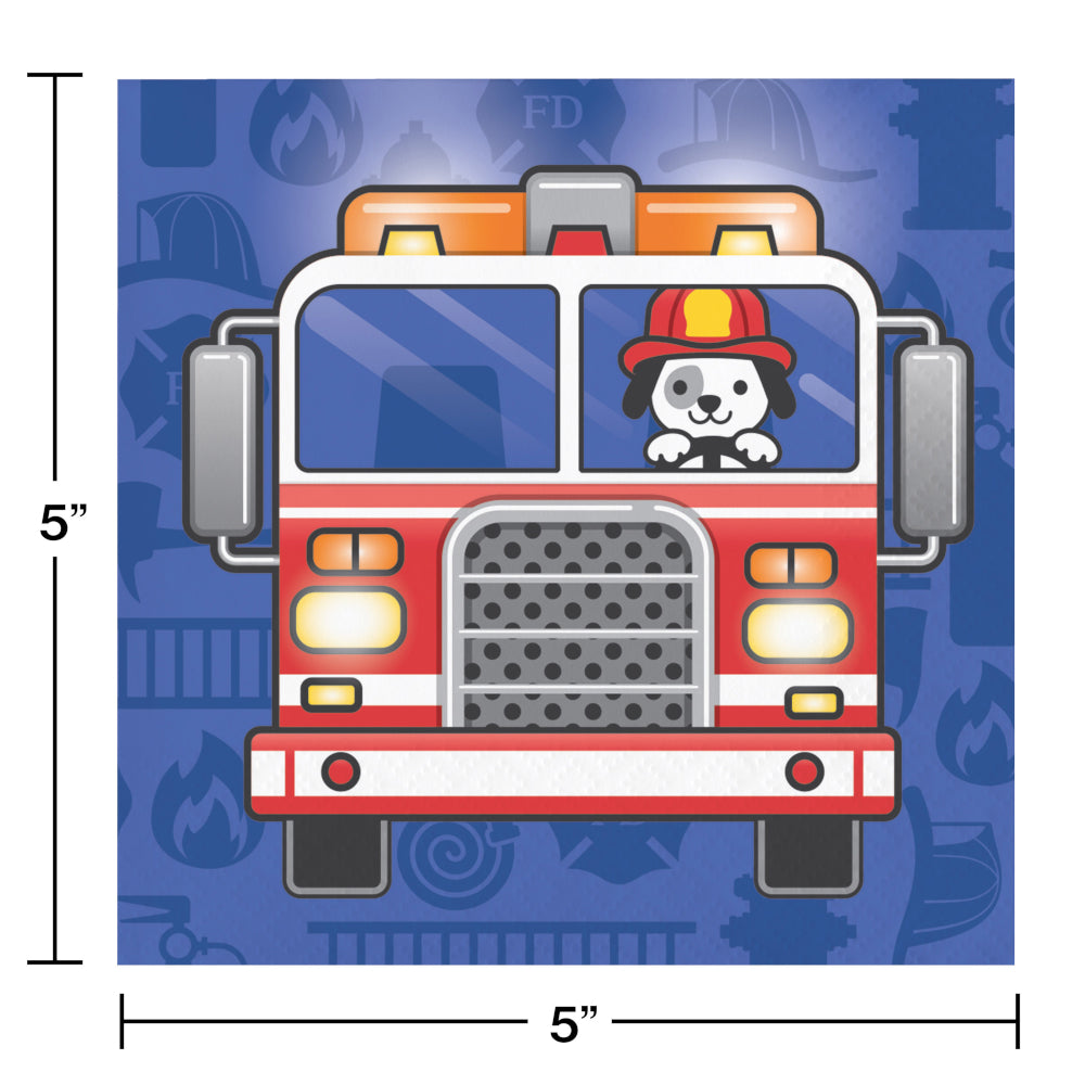 Firetruck Beverage Napkins 16ct | Kid's Birthday