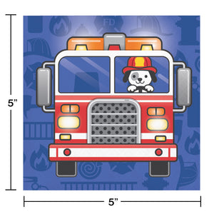 Firetruck Beverage Napkins 16ct | Kid's Birthday