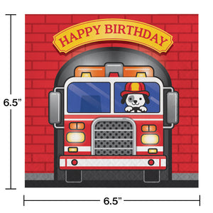 Firetruck Luncheon Napkins 16ct | Kid's Birthday