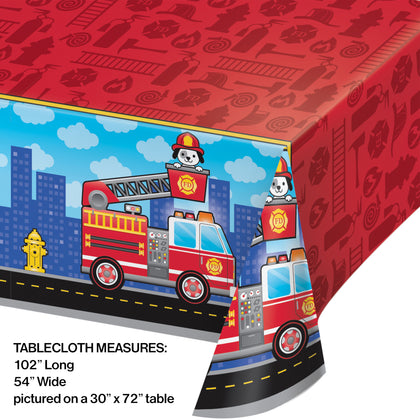 Firetruck Plastic Table Cover | Kid's Birthday