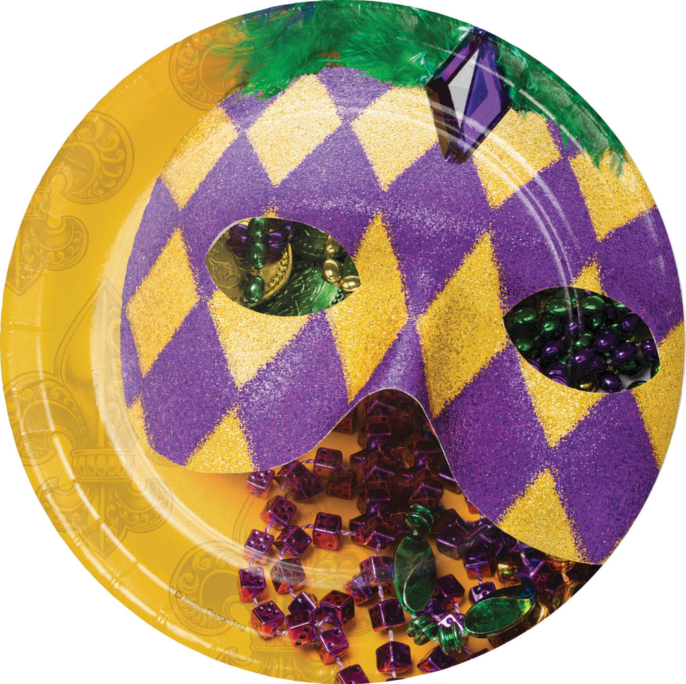 Mardi Gras Masks Paper Cake Plates 7" | Mardi Gras