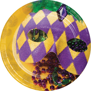 Mardi Gras Masks Paper Cake Plates 7" | Mardi Gras