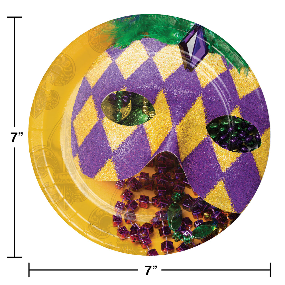 Mardi Gras Masks Paper Cake Plates 7" | Mardi Gras