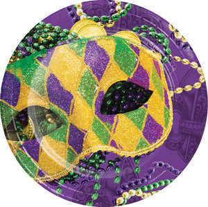 Mardi Gras Masks 9in Dinner Plates 8ct | Mardi Gras